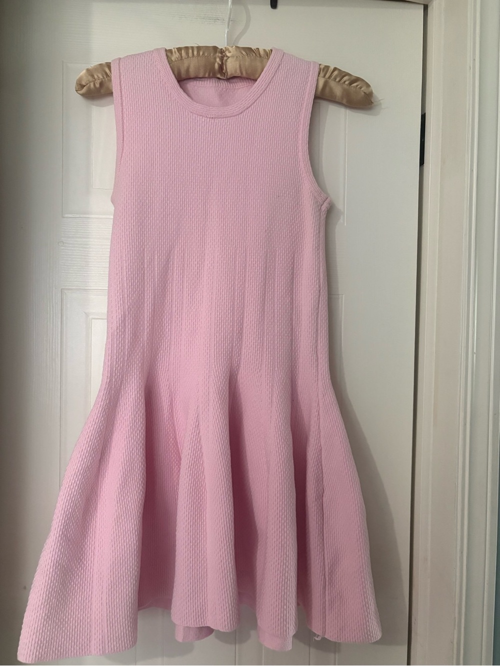 Kids Sleeveless Pink Knit Flare Dress